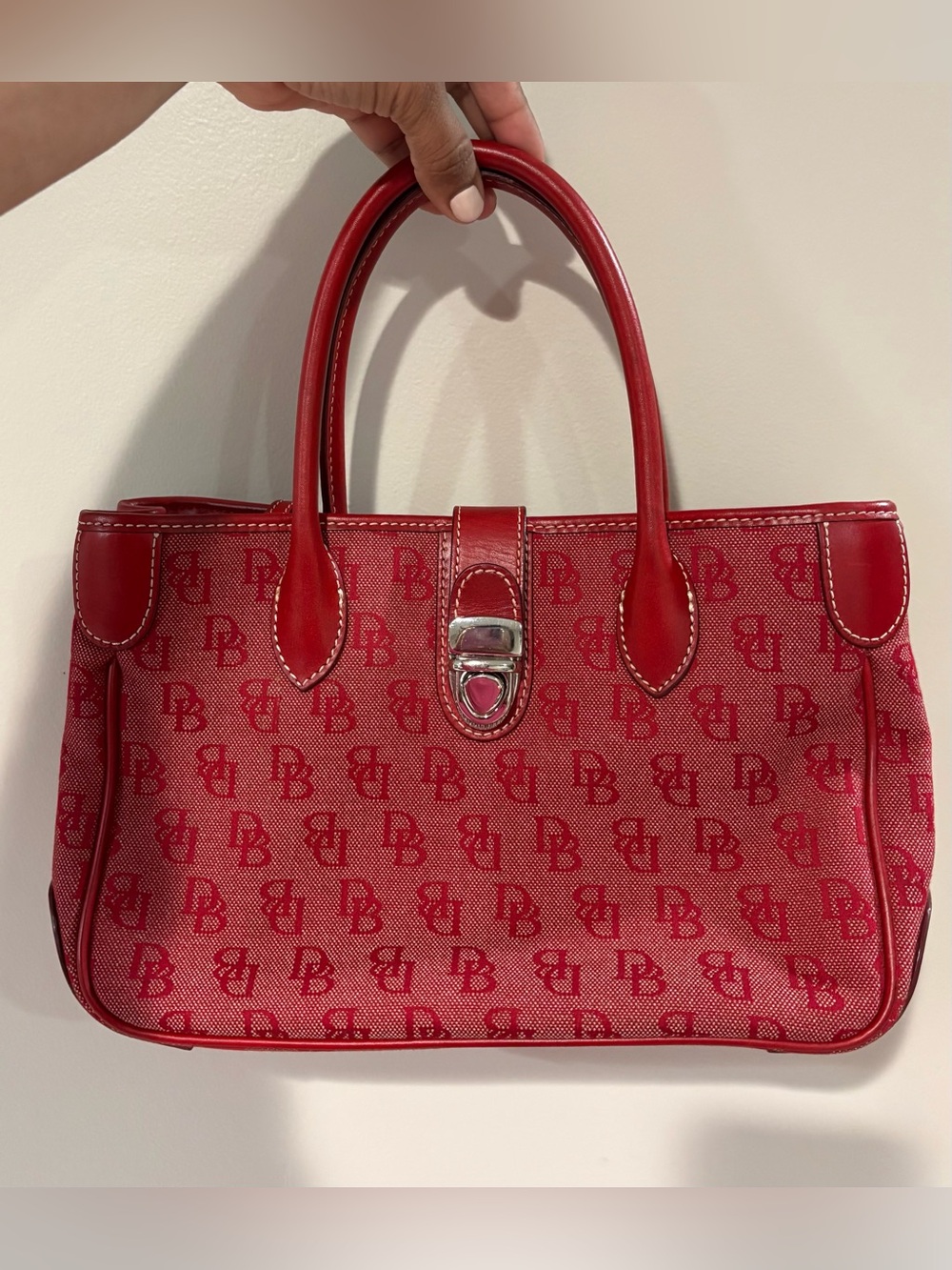 Vintage Red Dooney & Bourke Monogram Satchel
